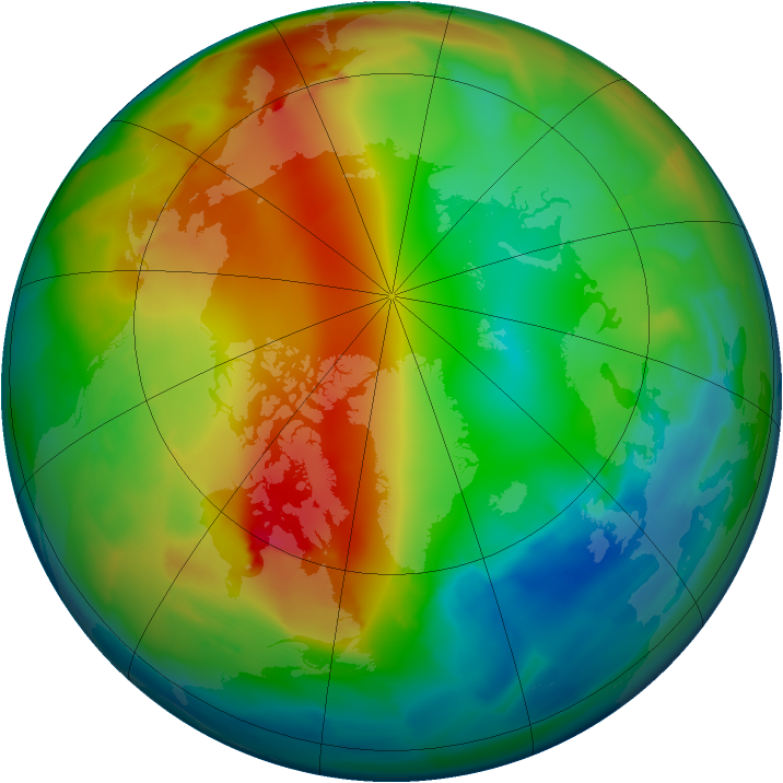 Arctic ozone map for 12 January 2012